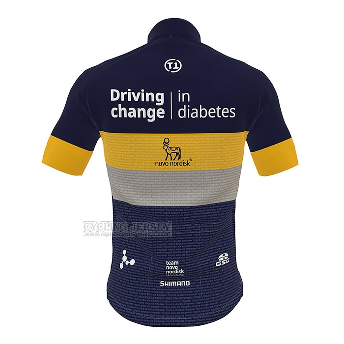 2022 Cycling Jersey Novo Nordisk Deep Blue Yellow Short Sleeve and Bib Short